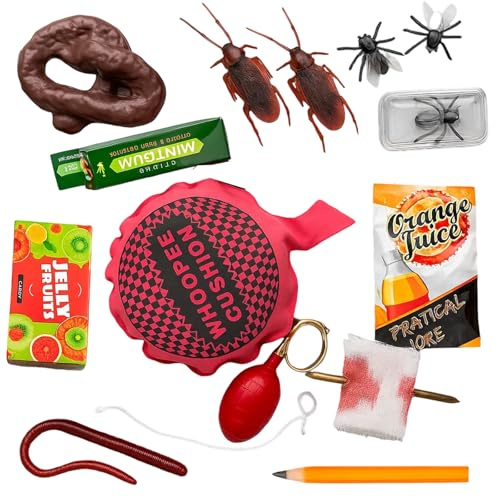 IAndhy 14-Piece Prank Kit for Adults and Kids, Hilarious Pranks Including Whoopee Cushion and Fake Poo, Perfect for April Fools Day, Halloween and Birthday Parties