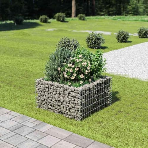 Woonisher Jardinera Cuadrada Exterior De Gaviones 90x90x50 Cm, Macetero Rectangular Exterior Altos para Terraza, Jardinera con Celosia Huerto Urbano Balcón