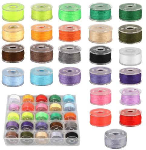 25 Rollos de Cordón De Algodón Encerado con Caja, Colors Sewing Threads for Machines Storage Case, Hilos de Coser Para Maquina, Polyester Thread, for Aily Use, Hand and Machine Sewing