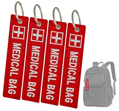 4 Pack Medical Bag Tags, Medical Device Tag for Air Travel, Medical Luggage Tags for Emergency Equipment, Medical Alert Tag for CPAP, Diabetes, Allergy - Home and Travel Medical Tags for Luggage
