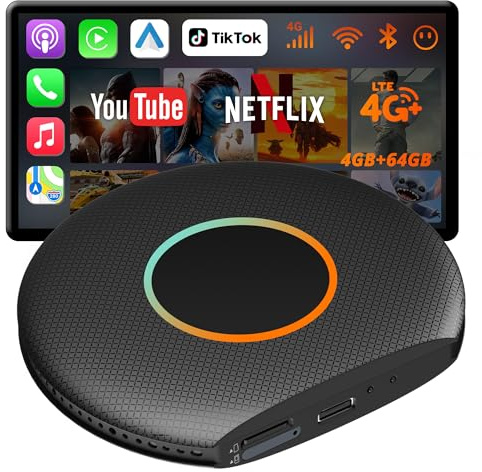 MYATOTO Magic AI Box, Wireless CarPlay/Android Auto Adapter, Car Video Box Supports for Netflix/YouTube/TikTok/TF Card, DriveChat AI Smart Box with GPS/Dual Bluetooth