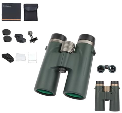 Bosco Binoculars C9 12 x 42 Original Binoculars, High Resolution and High Magnification Night Vision Device for Adults, All-Round Outdoor Binoculars for Travel/Starry Sky Observation (Dark Green)