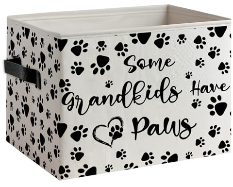 JMENGSSFL Dog Grandparents Gifts Foldable Storage Bins Box with Handles, Dog Grandma Grandpa Gifts, Some Grandkids Have Paws Collapsible Organizer Basket for Bedroom Bathroom Clothes Toys Books