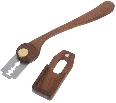MAGICLULU Cuchillo para Pan Europeo Hoja de Acero Inoxidable Curvada y Mango de Madera, Herramienta para Marcar Masa Madre, Uso en Repostería y Horneado Casero, Incluye Caja de Haya