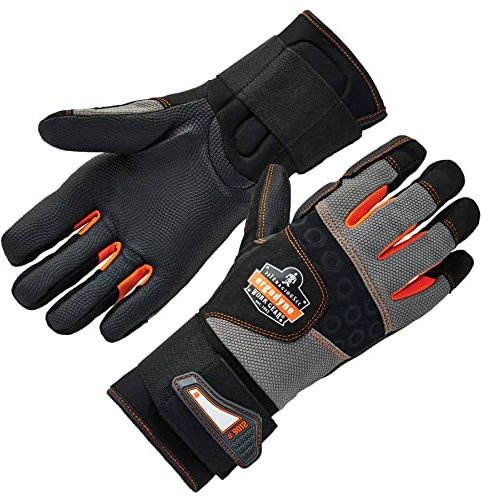 Ergodyne ProFlex 9012 Anti-Vibration Work Gloves, ANSI/ISO Certified, Full Fingered, Wrist Support, Medium , Black