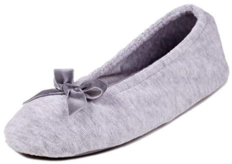 Isotoner Terry Ballerina, Women Low-Top Slippers, Grey (Grey), M UK (37/38 EU)