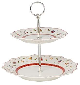 Villeroy & Boch – Toy's Delight Cake Stand Small, 3-tier Etagere 4 Pieces, Christmas Decoration Indoor, Table Decoration Xmas, Premium Porcelain