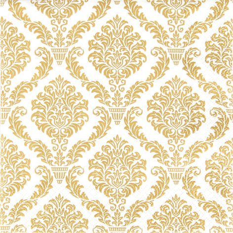 20 Servietten Elegant Gold Muster Gold/Zeitlos/Goldene Hochzeit 33x33cm