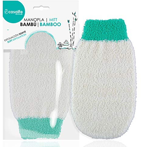 Casalfe Natural Skin Manopla Exfoliante, Renueva Tu Piel y Mejora Circulación, Bambú - Exfoliación Suave