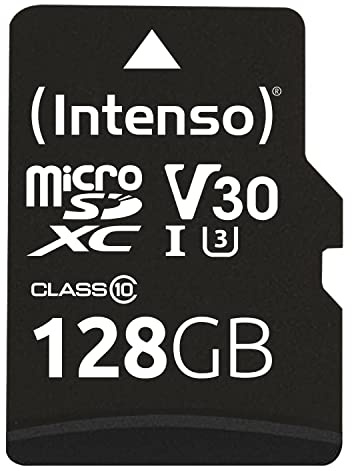 Intenso Professional microSDXC 128GB Class 10 UHS-I, U3, V30 Speicherkarte inkl. SD-Adapter (bis zu 100 MB/s), schwarz