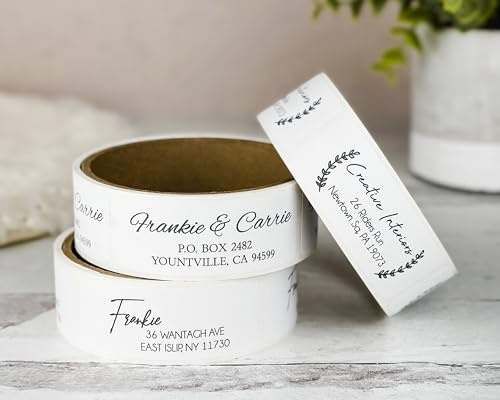 Return Address Labels Personalized, 50-500 Labels per Roll, 2.6 L x 0.75 H - White Matte Finish Personalized Address Labels - Made in USA Return Labels Self Adhesive - Perfect Custom