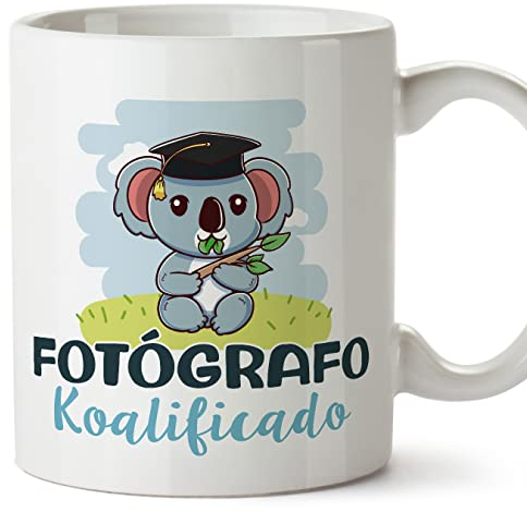 MUGFFINS Tazas para FOTÓGRAFO hombre - En Español - Koalificado/koalificada - 11 oz / 330 ml - Regalo original y divertido