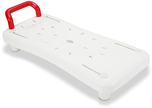 Tubiaz Sedile per vasca da bagno con manico e portasapone, 69 x 28 cm, regolabile, 41 – 62 cm, per adulti e anziani, seduta per vasca da bagno, tavola doccia max 150 kg