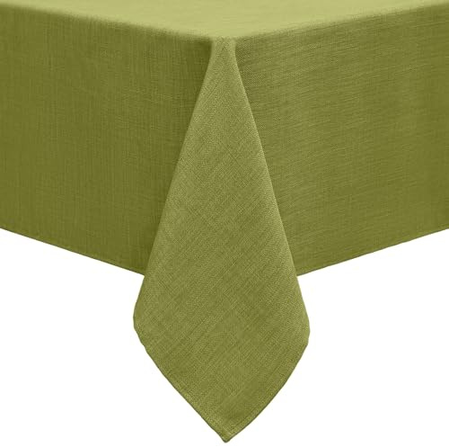 smiry Tovaglia effetto lino lavabile effetto loto rettangolare 140 x 300 cm tovaglia tovaglia di lino idrorepellente tovaglia biancheria da tavola protezione antimacchia, Verde