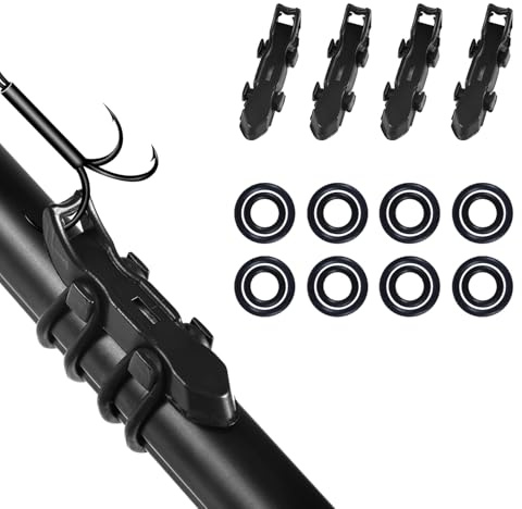 4pz Porta-Amo Magnetico, Porta-Amo da Pesca Nero con Anelli in Gomma di 2 Dimensioni Porta-Canna da Pesca Durevole Porta-Canna da Pesca Porta-Esca da Pesca Ganci per Canna da Pesca
