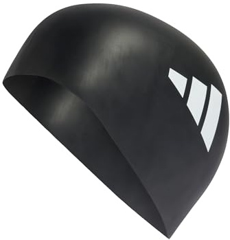 adidas Unisex Adidas Adults 3-Stripes Swim Cap, Black/White, One Size