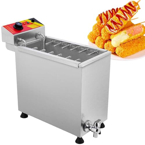 vnmudzeo Cheese Hot Dog Sausage Sticks Maker,60 to 200℃ Adjusted,Commercial Electric Corndogs Deep Frying Machine