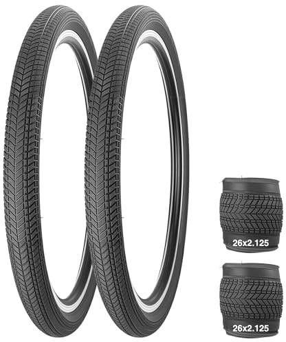 2PSC 26x2.125 Neumático de bicicleta 57-559 Cubierta de bicicleta sin tubo compatible con bicicleta de montaña/bicicleta de ciudad/BMX/bicicleta de playa