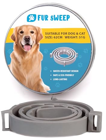 Fur Sweep Soft-Touch Adjustable Dog Collar – Lightweight Water-Resistant Eco Recycled TPE, Hypoallergenic Comfort, Trim-to-Fit 62 cm (24 in) Length for Small, Medium & Large Pets, Cat Collar Gray