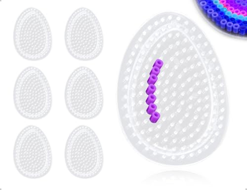 AOYEGIC Tableros De Cuentas Perler 6 Piezas, Tableros Perforados Transparentes Con Forma De Huevo,Plantillas Para Cuentas Perler,Para Proyectos De Bricolaje,Hogar,Escuela,JoyeríA Y Clases Manualidades
