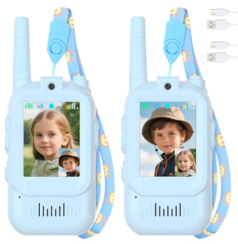 Kinder Walkie Talkies mit Video Funktion 2pcs - Visuelle Walkie Talkies mit 2 Zoll IPS Bildschirm, Video Walkie Talkie Kinder Walky Talky Aufladbar für 3-12 Jahren Junge für Indoor & Outdoor
