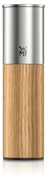 WMF Nature Pro Gewürzmühle – Salz- und Pfeffermühle mit Keramikmahlwerk, einstellbarem Mahlgrad, leicht befüllbar, Aromaschutzdeckel, langlebiger Edelstahl & helles Holz, manuell