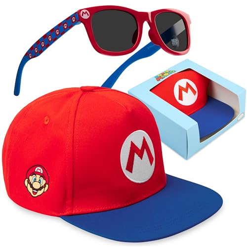 Get Trend Super Mario Cappello Baseball Occhiali da Sole Bambino Set, Protezione UV 100%, Essenziale Vacanze, Regalo per Ragazzi (Rosso Super Mario)