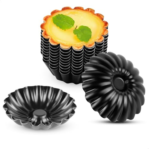 mongtsamz Moule a Tarte lot de 12,Moule Tarte Motif Chrysanthème,Moules a Tartelette épaissis,moules Tartelette Convient pour une Utilisation Dans Fours, Friteuses à Air Chaud