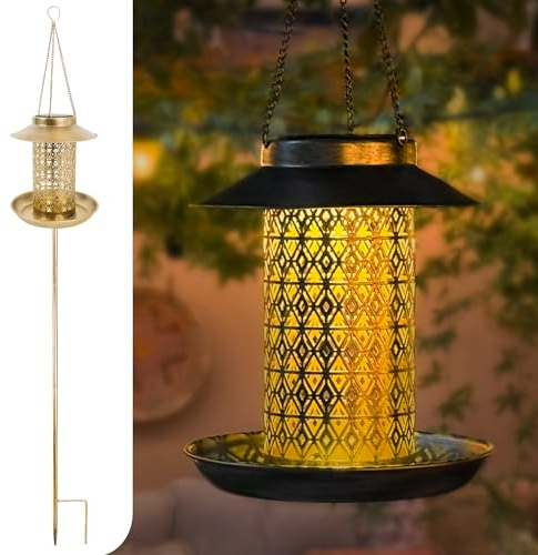 Gadgy Mangiatoia per Uccelli con Luce Solare – Casetta per Uccelli da Esterno 2-in-1 con Illuminazione LED – Decorazione da Giardino Resistente alle Intemperie