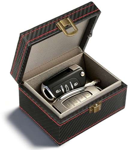 AiQInu Scatola Bloccante Segnali RFID, Borsa Faraday Carbonio per Chiavi Auto, Badge & Telecomandi, Custodia Antifurto