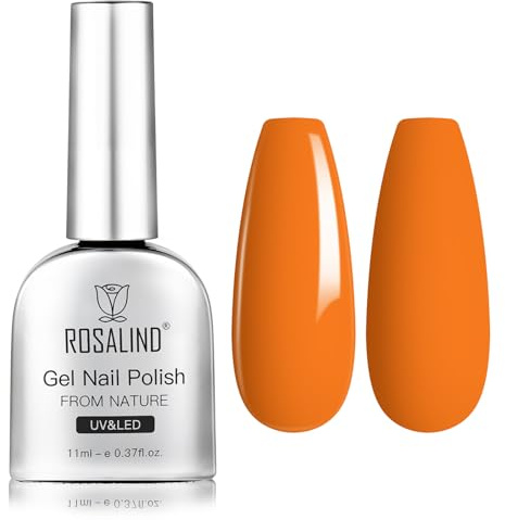 ROSALIND UV-nagellack 11 ml orange gel nagellack | Blötlägg UV LED orange UV gel nagellack för gelnaglar nagelkonst gel nagellack manikyr