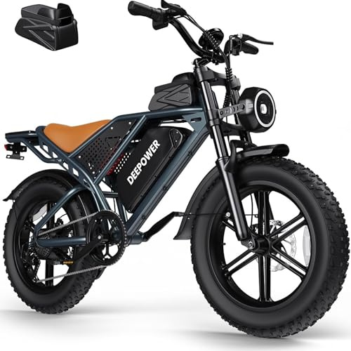 DEEPOWER QS7 Bicicleta Eléctrica, Batería Extraíble 48V 60Ah/35Ah/20Ah, Autonomía 110-250KM, Motor con Par 120N·m, Neumáticos Anchos 20'' x 4.0, 7 Velocidades, Suspensión Hidráulica Completa