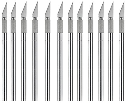 Westcott 84010 I Scalpel with Metal Handle and Replaceable Blade, 12 cm, 12 Pieces, Silver