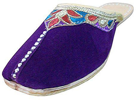 Kalra Creaciones de la Mujer con Bordado de Terciopelo Tradicional Indio étnico Slipper Zapatos, Color Morado, Talla 37 EU M