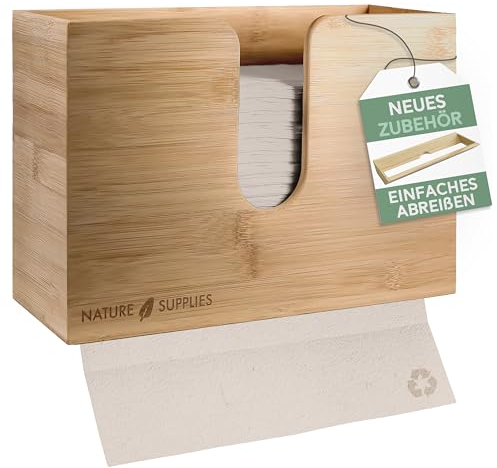 NATURE SUPPLIES Bamboo Paper Towel Dispenser for Kitchen and Bathroom | Wall mounted C-Fold, Z-Fold, V-Fold, Multifold Hand Towel Holder for Commercial Use