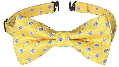 HISDERN Bow Ties for Boys Kids Bow Tie Pre Tied Adjustable Clip On Yellow Toddler Bowties Polka Dot Fun Patterned Bowties for Wedding Party