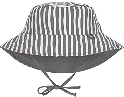 LÄSSIG Baby Kinder Sonnenhut Strandhut Sommerhut Sonnenschutz Kinderhut Babymütze wendbar atmungsaktiv UV-Schutz 80/Sun Protection Bucket Hat, Stripes olive, 3-6 Monate