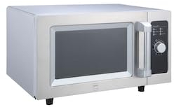 METRO Professional GMW1125-K microondas, acero inoxidable, 51.1 x 43 x 31.1 cm, 1000 W / 230 V, 25 L, panel de control mecánico, temporizador de hasta 6 minutos, plata