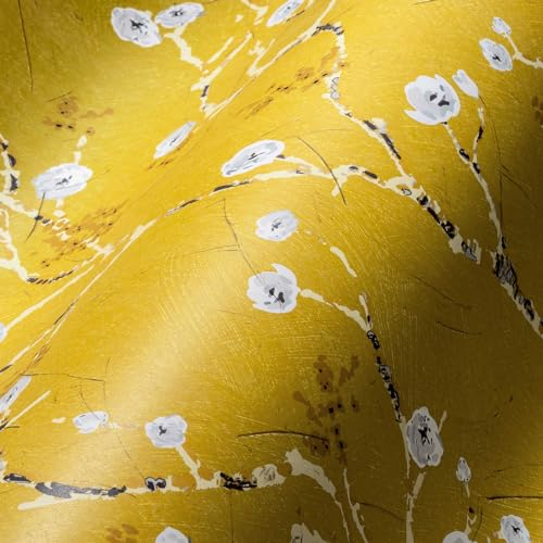 A.S. Création Mandelblüte Tapete Blumen Gelb Grau PintWalls 387392 Vliestapete Floral 10,05x0,53m Made in Germany