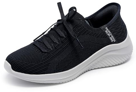 Skechers Damen Ultra Flex 3.0 Brilliant Path Hausschuh, Black Knit/White Trim, 39.5 EU