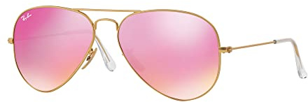 Ray-Ban Pilot Lunettes de soleil polarisées unisexe Doré Cyclamen Rose miroir