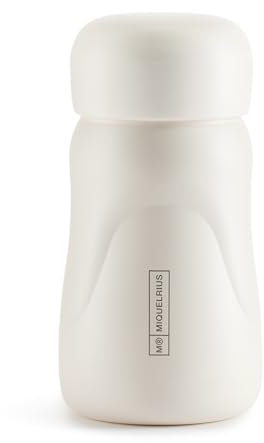 Miquelrius - Botella isotérmica, Medida Ø70 x 145 mm, Capacidad 260 ml, Cierre hermético de rosca, Botella de acero inoxidable libre BPA, Color Blanco
