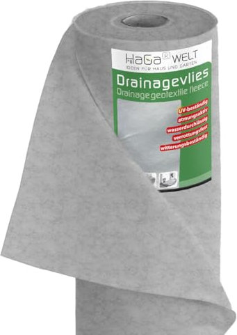HaGa Drainagevlies 100g/m² in 0,5m x 50m als Drainage, Sandkastenvlies, Geovlies, Trennvlies für Gartenarbeit und unter Pflastersteinen