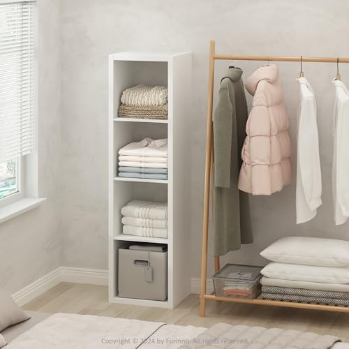 Furinno Kubisk öppen rygg mångsidig kläder & garderob förvaring organiseringshylla, 4-kub, vit
