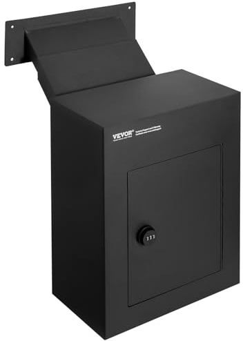 VEVOR Through The Wall Drop Box, Heavy Duty Steel Through the Wall Mailbox with 2.8-7.9 13 Combination Lock, 13x7x17 Mail Drop Box, Black