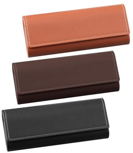 ZGDEIWGF Estuche Para Gafas De Cuero De 3 Piezas, Caja Para Guardar Gafas De Sol, Estuche Para Gafas Retro, Estuche Para Espejo Magnético, Estuche Para Espejo A Prueba De Polvo Y Antipresión