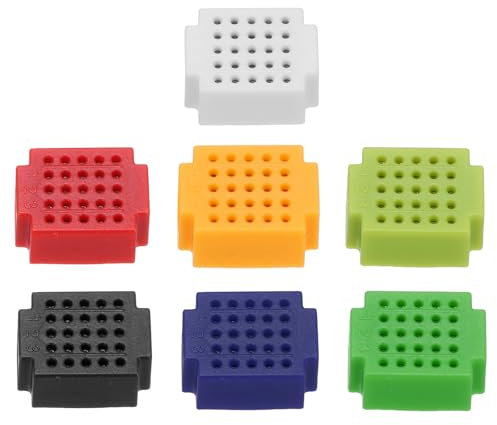 PATIKIL 7pcs Mini Breadboard, Solderless Breadboard Small Breadboard 25 Tie Points Prototype PCB Bread Board Electronics Kit Plates, ZY-25, 7 Color