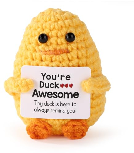 Gosknor Pato de Crochet, Muñeco de Punto Positivo Divertido Pato de Crochet Positivo Patos Motivacionales para Regalo de Cumpleaños de Navidad Inspirador Hecho a Mano