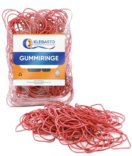 KLEBASTO Gummibänder | Gummiringe für Haushalt,Büro,Basteln | Haushaltsgummis zum Bündeln, Fixieren & Verschließen u. v. m. | 60% Kautschukanteil | Gummiringerl (Ø 60mm | 100g Beutel)