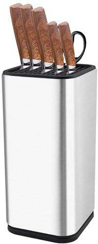 Foydream Porta Coltelli Cucina – Kitchen Knife Block for Over 8 Knives – Stainless Steel Kitchen Knife Block – Empty Knife Block
